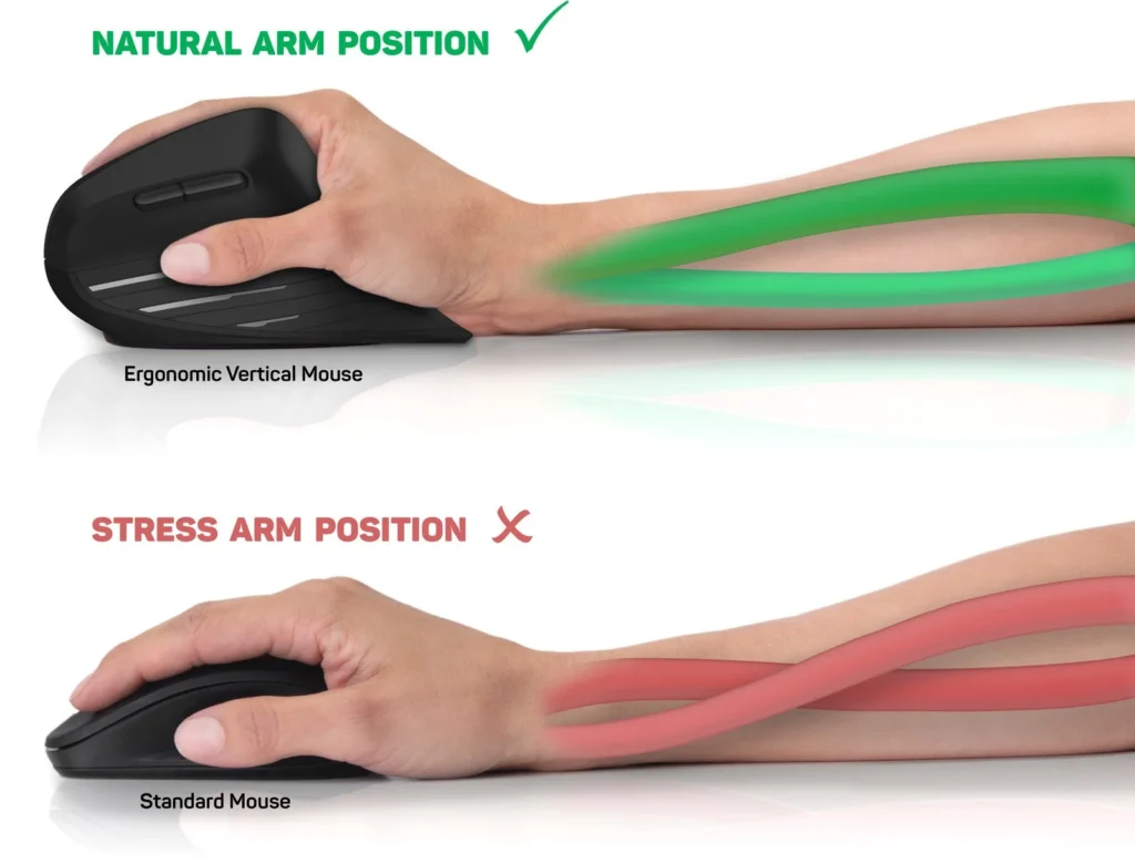 Jak vybrat ergonomickou myš – srovnání polohy ruky.